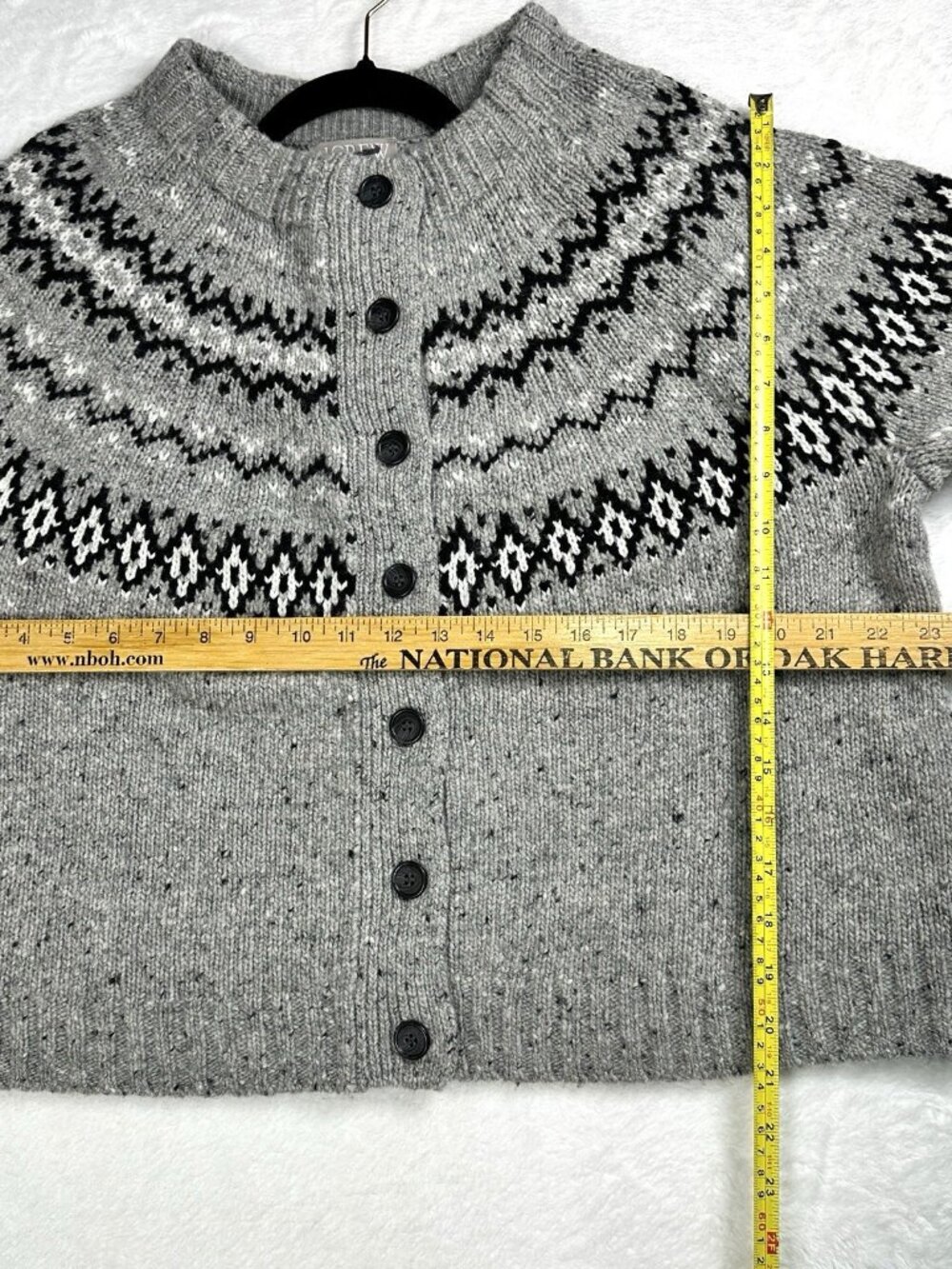 J.Crew Women Fair Isle Cardigan In Wool Alpaca Blend Gray Large Cabin Core NWT - Picture 13 of 16
